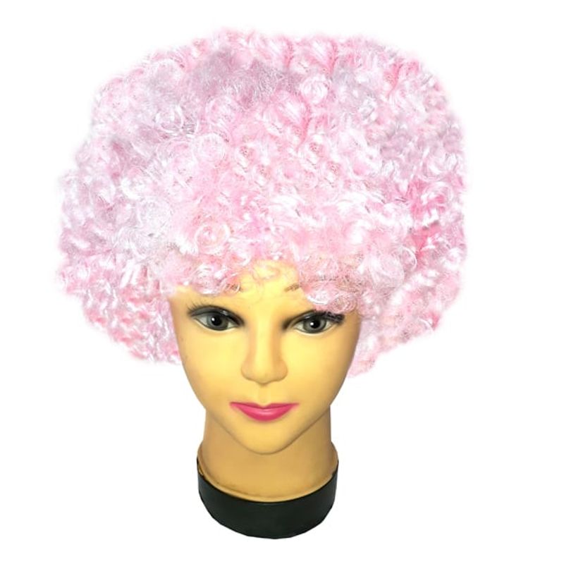 GENERICO - PELUCA AFRO 100GR ROSADO X1 UNI