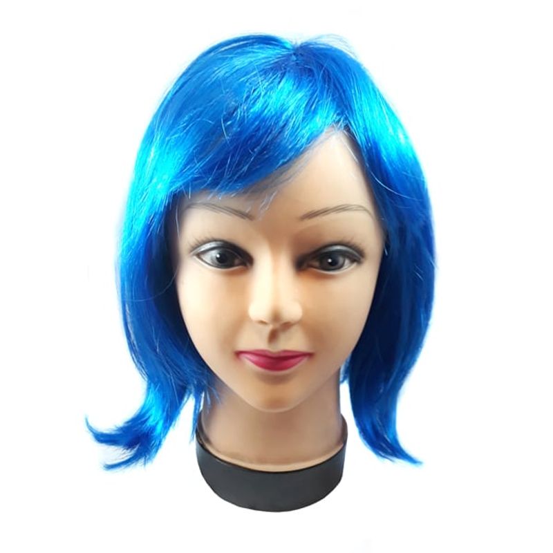 GENERICO - PELUCA CORTA 32CM 100GR AZUL REY X1 UNI