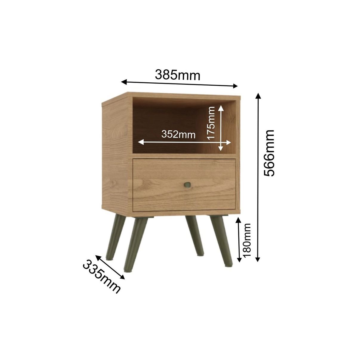 YARDAS - Velador Yardas Jaén Nogal 1 Cajón