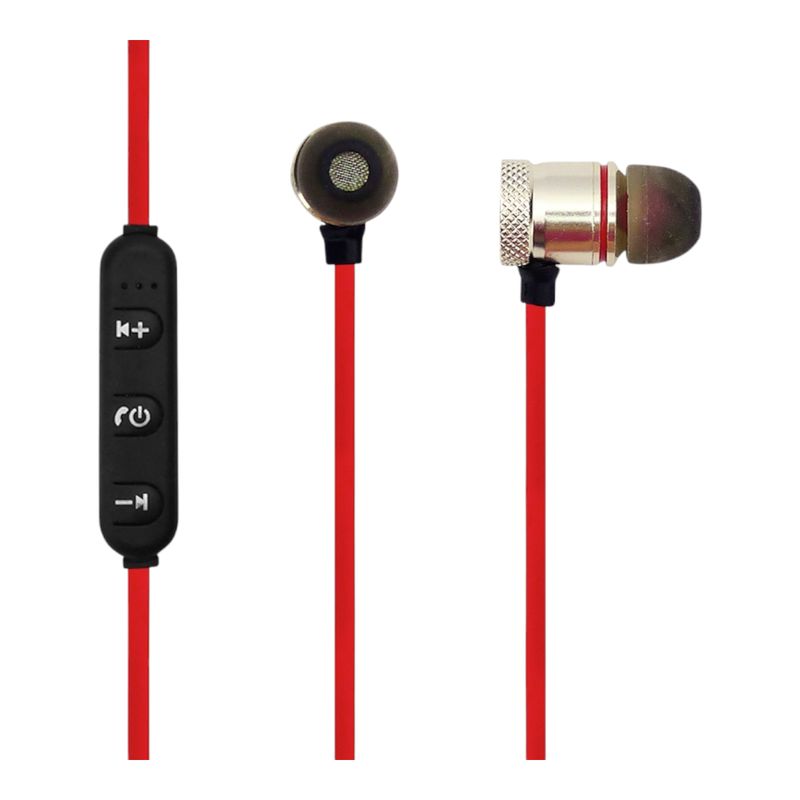 GENERICO - Audifonos Sport Bluetooth Con Microfono Sport Con Iman Metal rojo