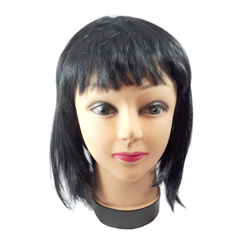 GENERICO - PELUCA CORTA 32CM 100GR NEGRO X1 UNI