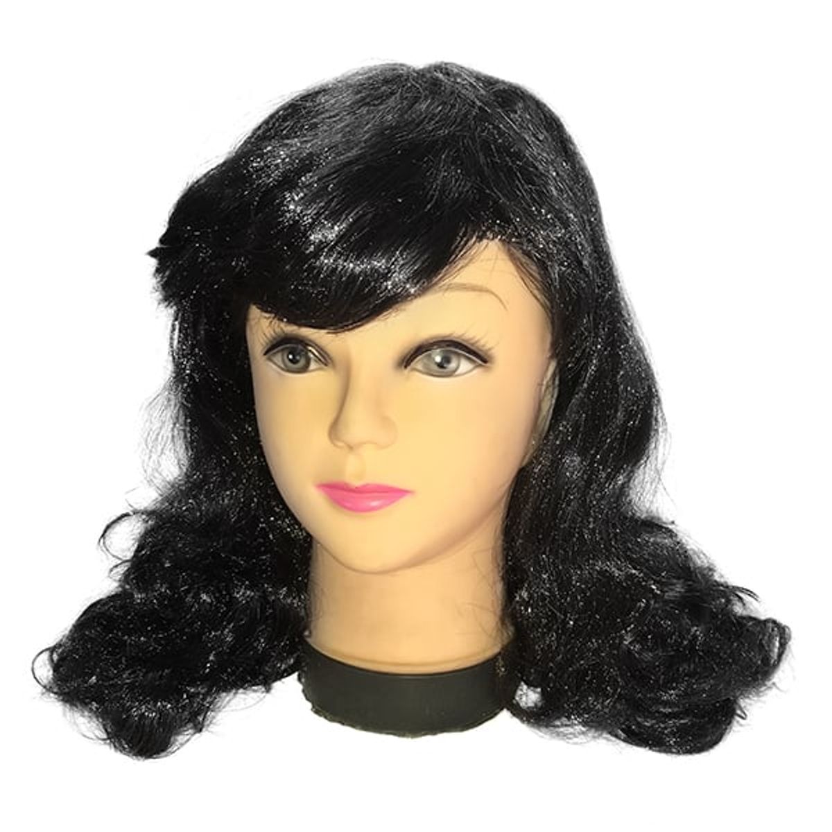 GENERICO - PELUCA CRESPA 60CM 160GR NEGRO X1 UNI