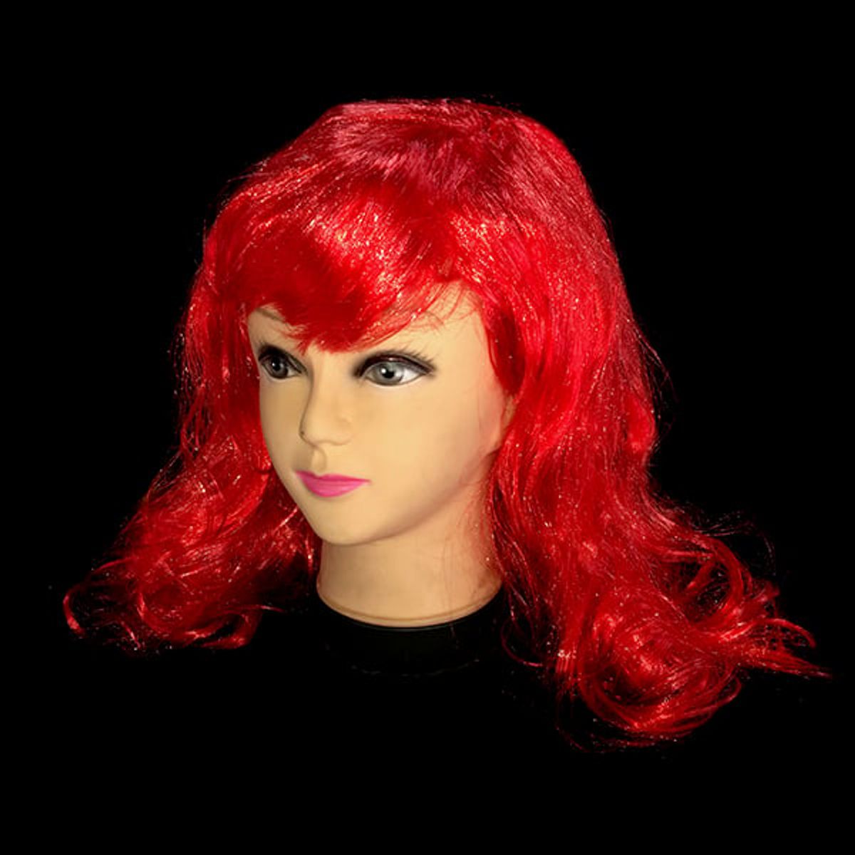 GENERICO - PELUCA CRESPA 60CM 160GR ROJO X1 UNI