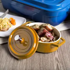 IMAHE - Mini Olla Hierro Enlozado Ovalada Naranja 15,5X9,2X4,8cm