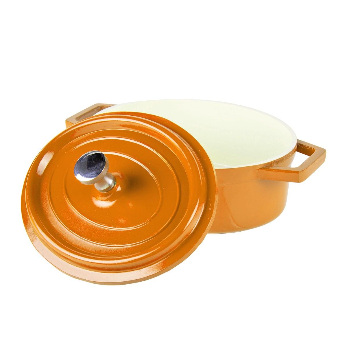 BRIVA - Mini Olla Hierro Enlozado Ovalada Naranja 15,5X9,2X4,8cm