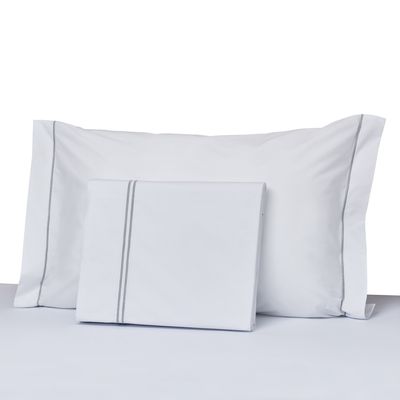 Imagen 2 del producto Juego sábanas 2 plazas 200 hilos 50% alg - 50% pol doble festón gris