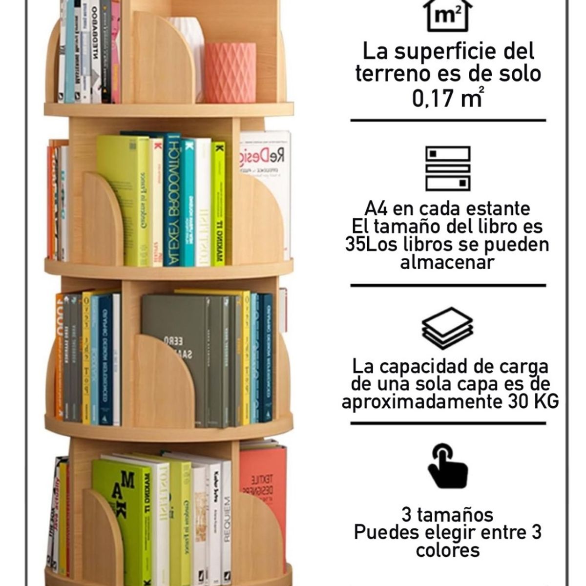 U BUY - Biblioteca Giratoria Librero Organizador 129cm