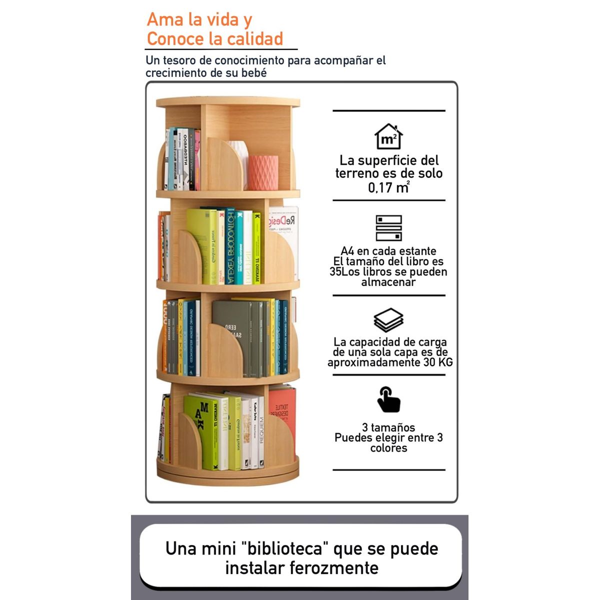 U BUY - Biblioteca Giratoria Librero Organizador 129cm