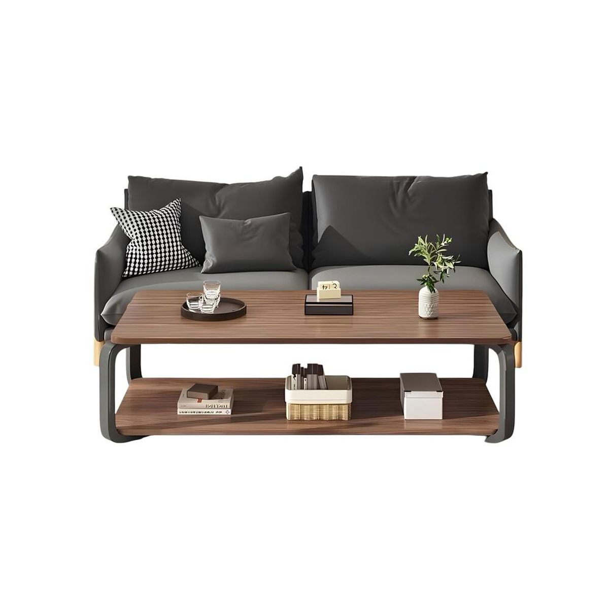 LUBABYCAS - Mesa De Centro Rectangular 2 Niveles 120x60x43cm LuBabycas