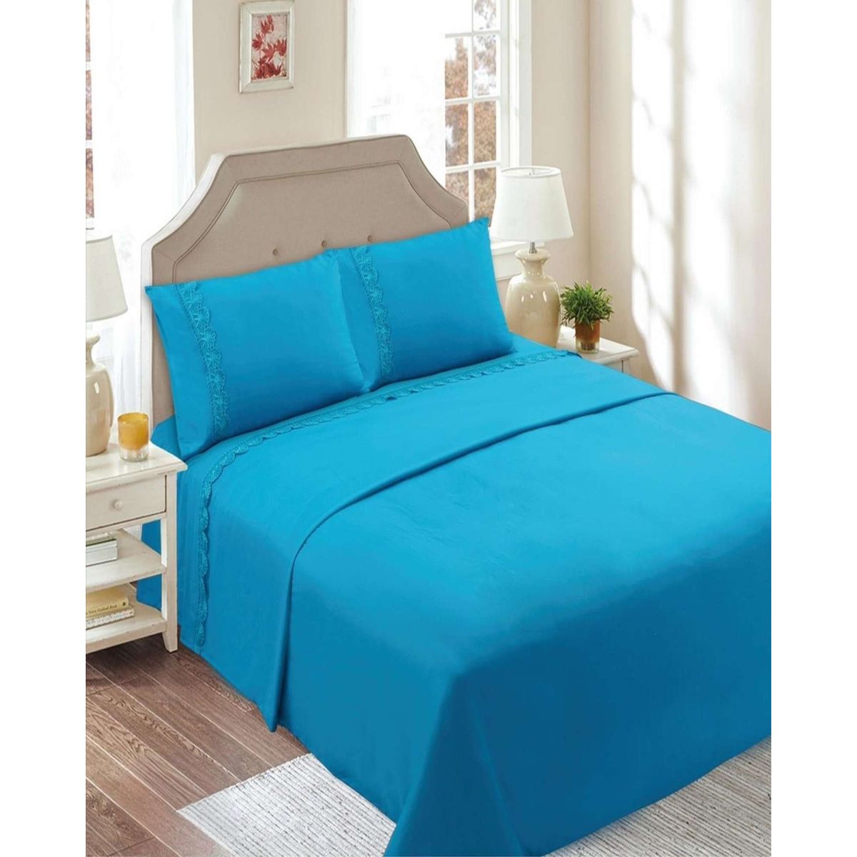 GENERICO - SABANAS 144 HILOS PLAZA Y MEDIA CELESTE