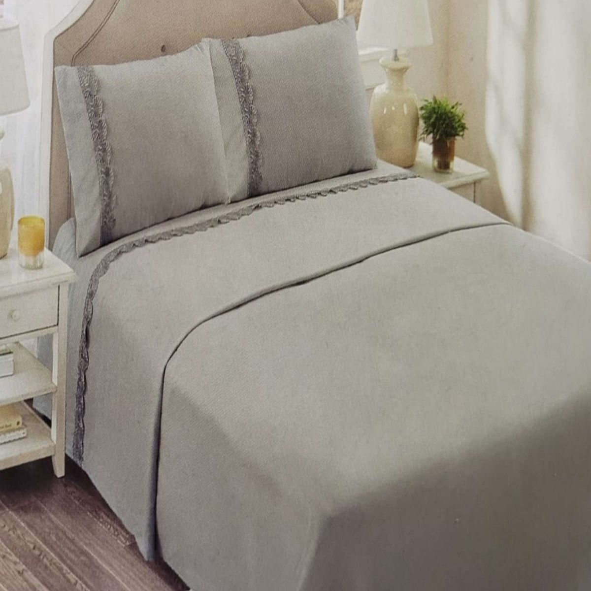 GENERICO - SABANAS 144 HILOS KING GRIS