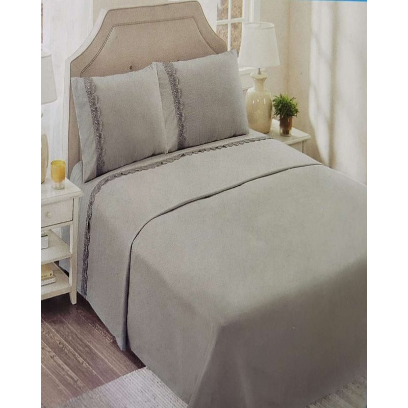 GENERICO - SABANAS 144 HILOS KING GRIS