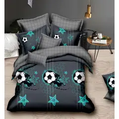 GENERICO - JUEGO DE SABANA DE GENERO 1.5 PLAZA DISEÑO GRIS BALON FUTBOL TF