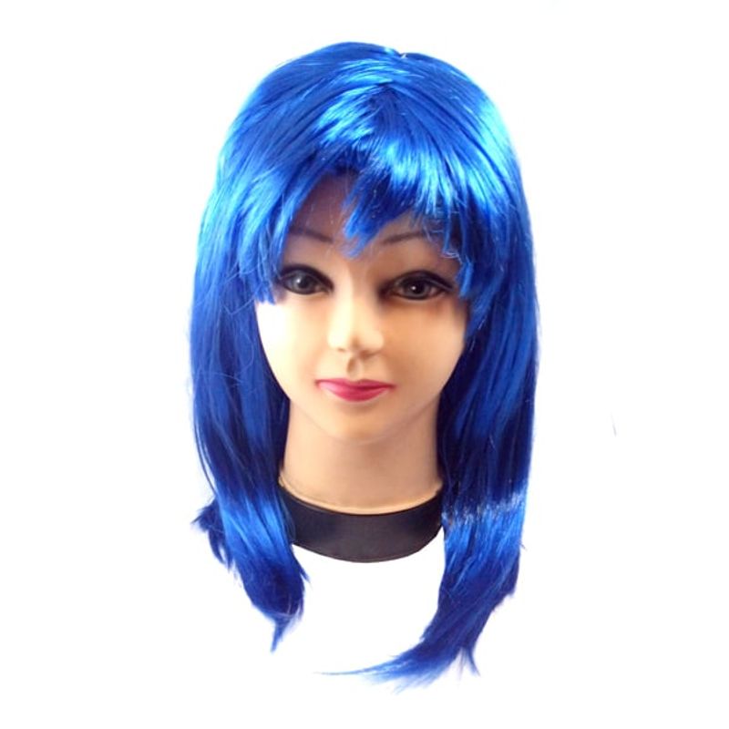 GENERICO - PELUCA MEDIANA 43CM 160GR AZUL REY X1 UNI