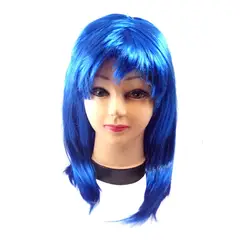 GENERICO - PELUCA MEDIANA 43CM 160GR AZUL REY X1 UNI