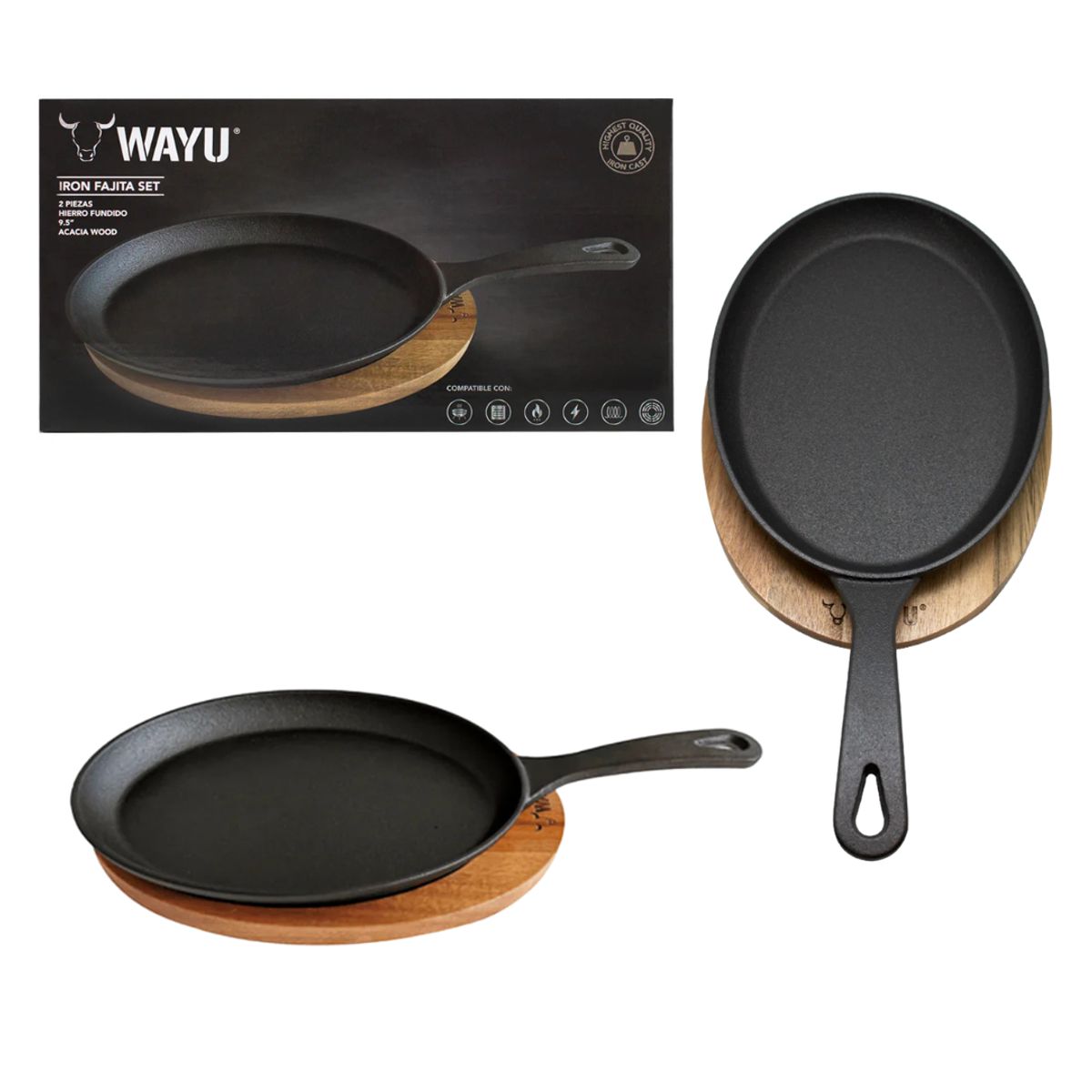 WAYU - Sarten Iron Cast Base Madera Wayu