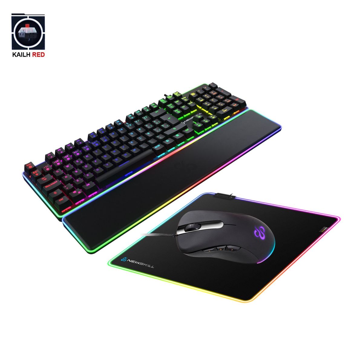NEWSKILL - Pack Teclado Gungnyr Pro Negro + Mouse RGB Atreo + Pad Grande RGB Themis