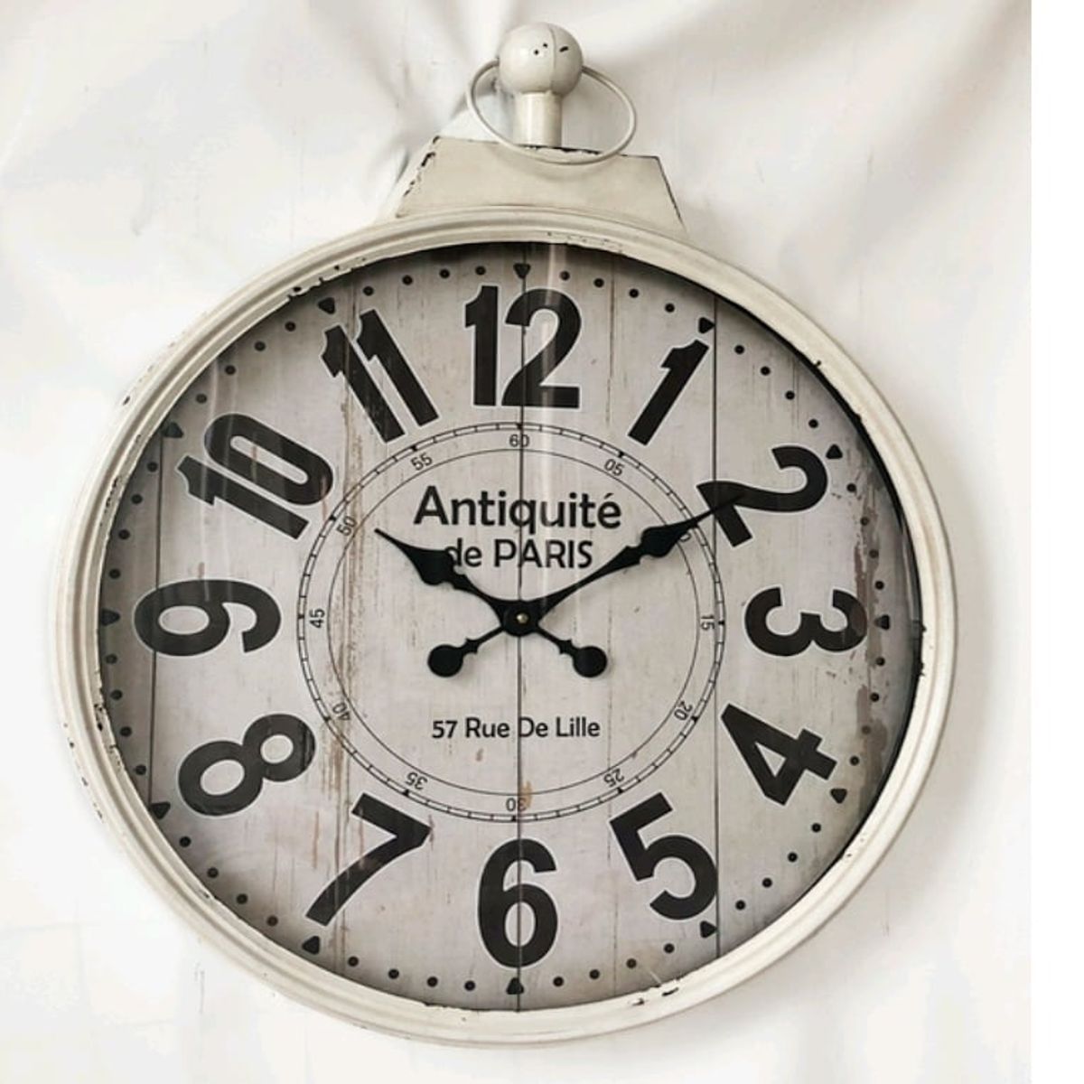 GENERICO - RELOJ PARED METAL VINTAGE BLANCO 60 CM