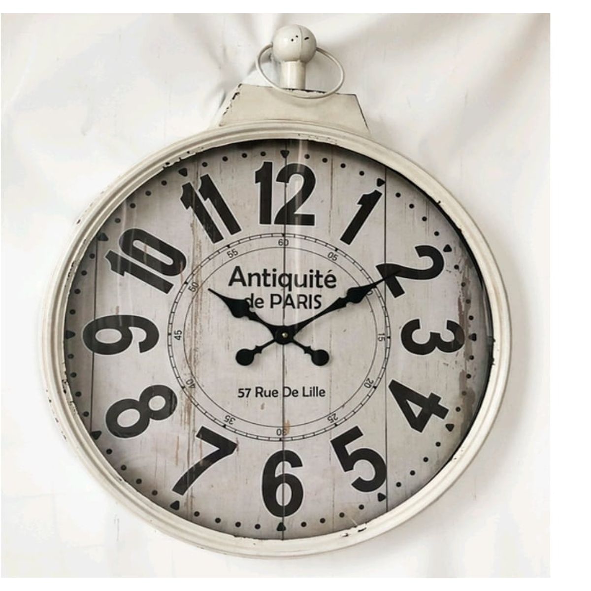 GENERICO - RELOJ PARED METAL VINTAGE BLANCO 60 CM