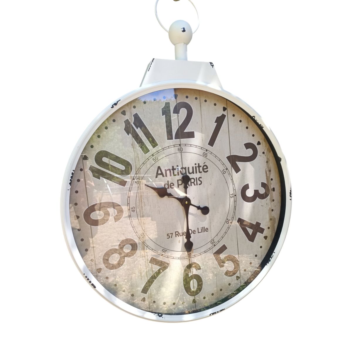 GENERICO - RELOJ PARED METAL VINTAGE BLANCO 60 CM