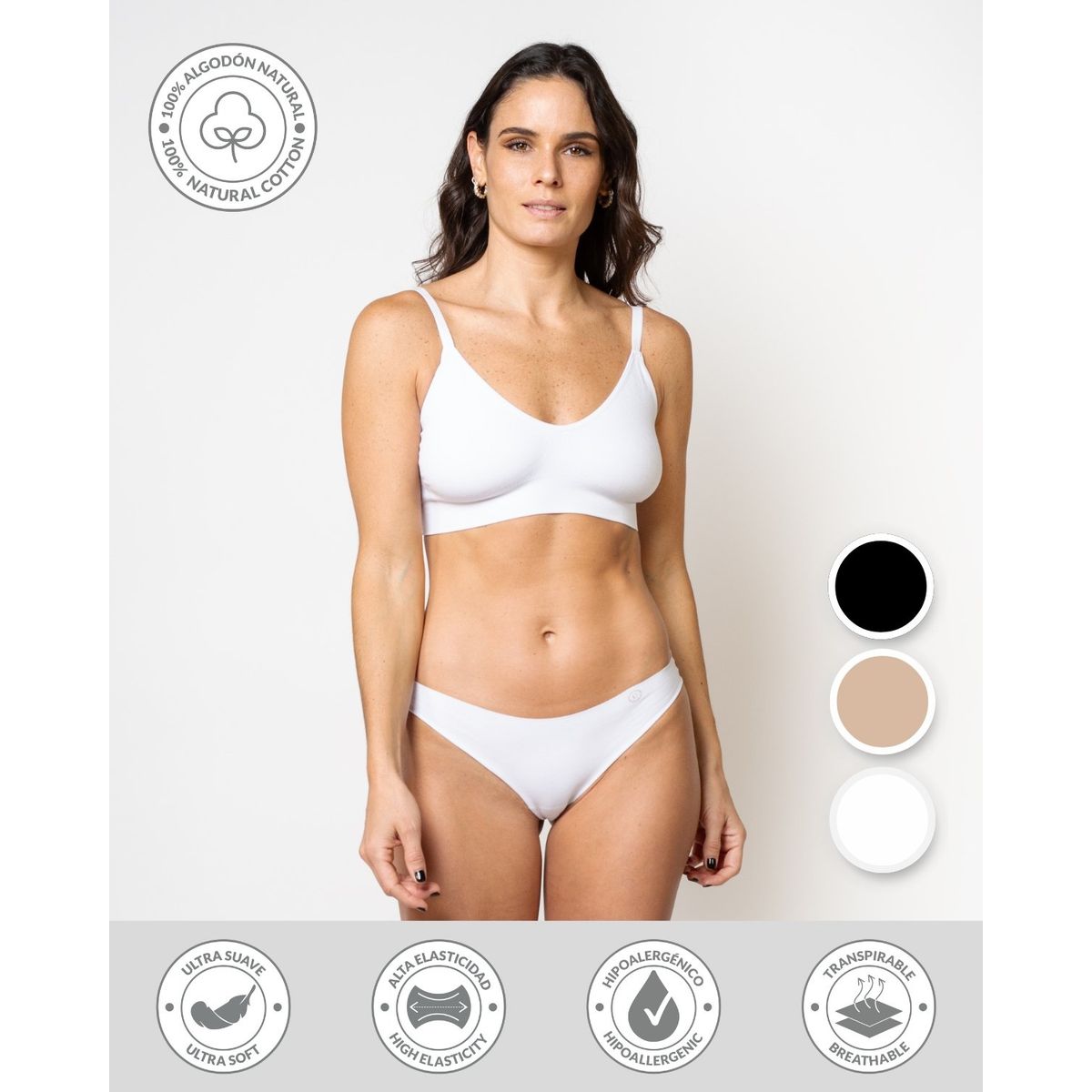 UNICA LINGERIE - CALZÓN PACK 3 BIKINI EN ALGODÓN SIN DEMARCACIÓN SURTIDO