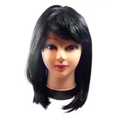 GENERICO - PELUCA MEDIANA 43CM 160GR NEGRO X1 UNI