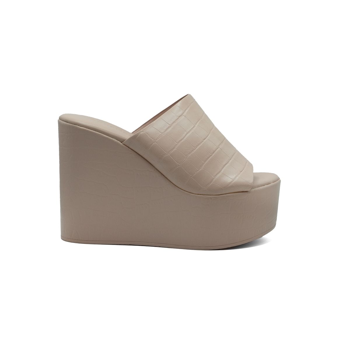 BOVINITA - Sandalia Mujer Plataforma Alta Rosa  Croco Elegante