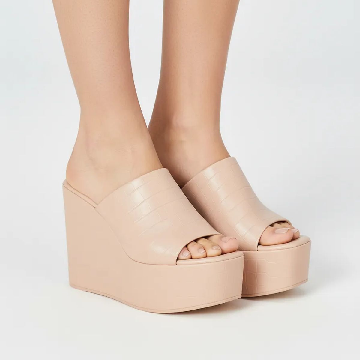 BOVINITA - Sandalia Mujer Plataforma Alta Rosa  Croco Elegante