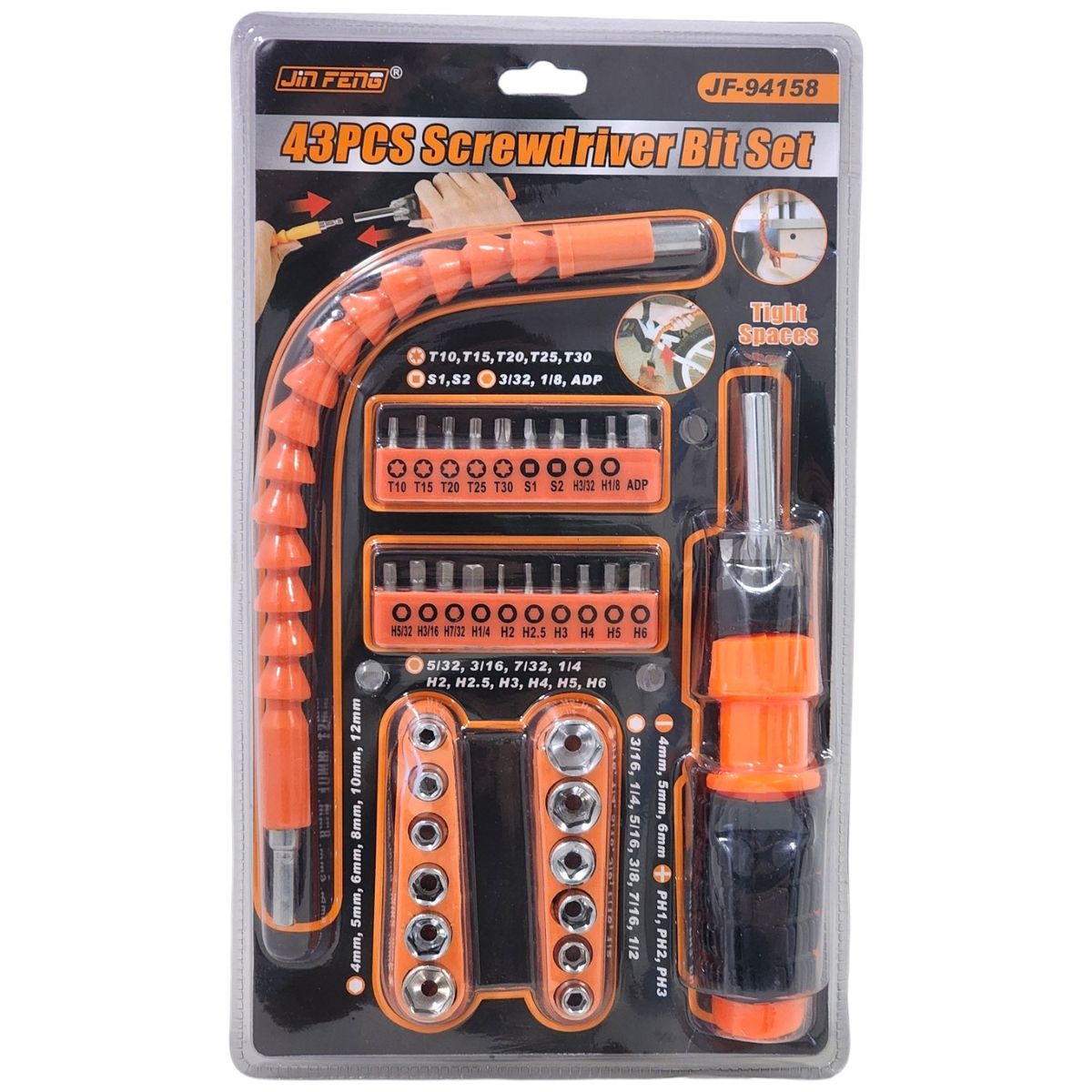 GENERICO - Set Destornillador Dados Extensión Flexible 43 Unidades