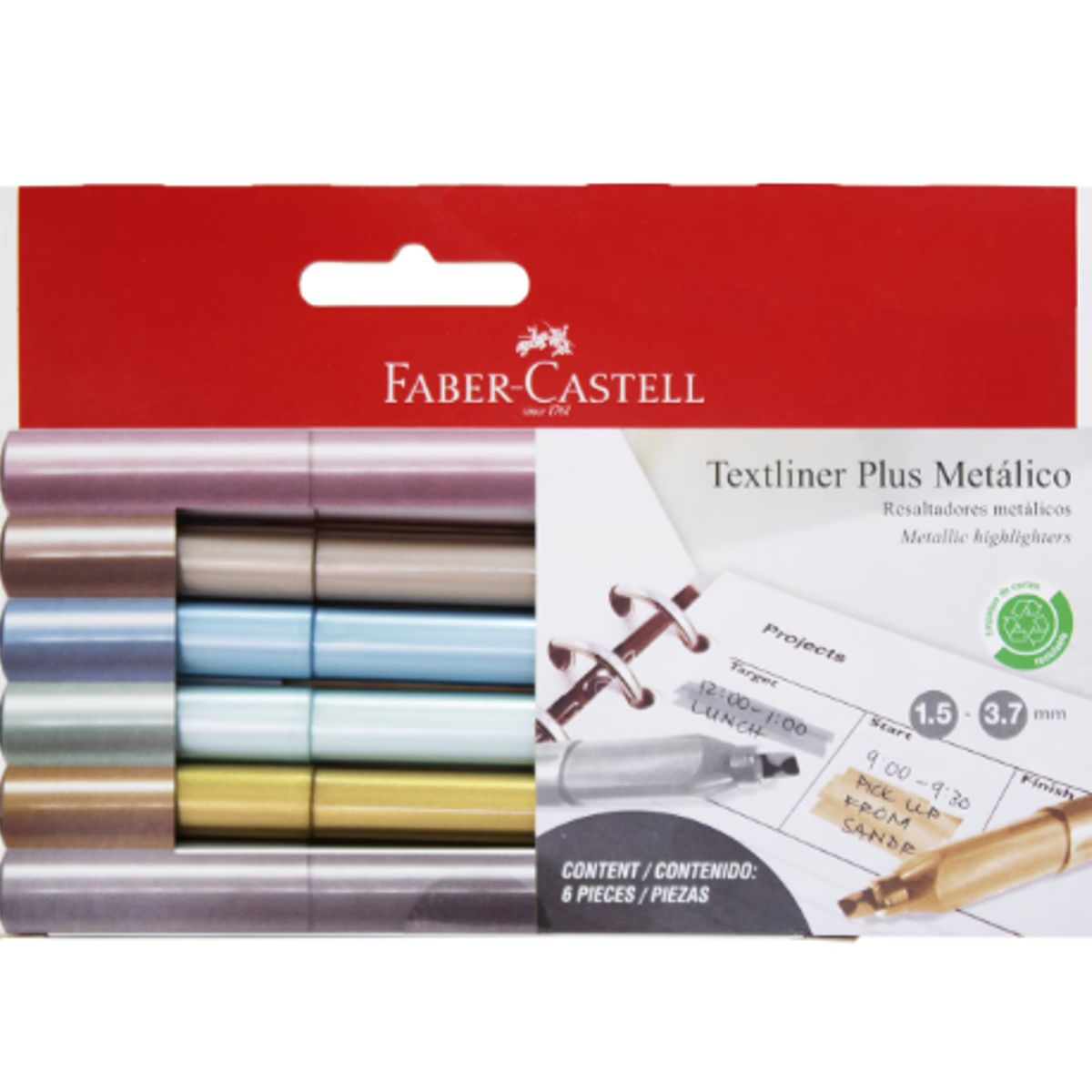 FABER - Caja Destacador Textliner Plus Metalicos 6Uni Faber-Castell