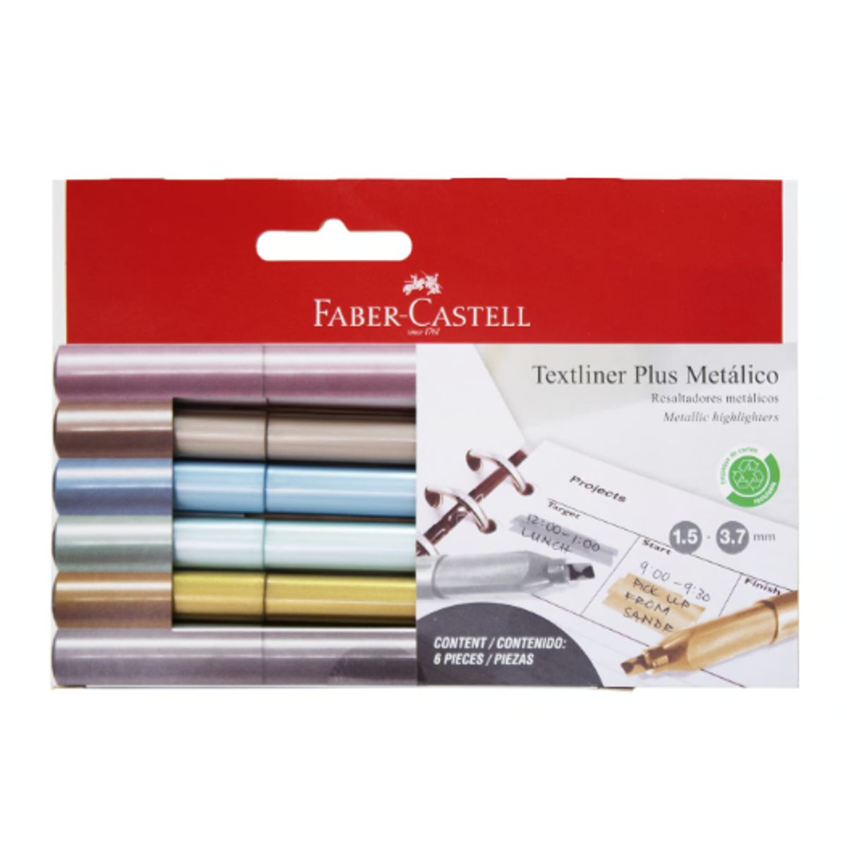 FABER - Caja Destacador Textliner Plus Metalicos 6Uni Faber-Castell