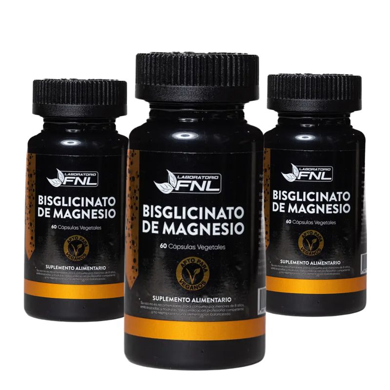 FNL - Bisglicinato de Magnesio 550mg 180 Cápsulas FNL Pack 3 Frascos