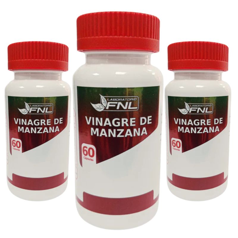 FNL - Vinagre De Manzana 650mg 180 Cápsulas FNL Pack 3 Frascos