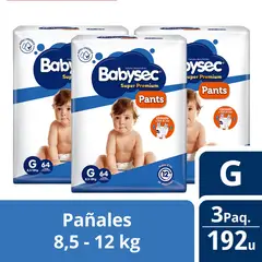 BABYSEC - 3 Paquetes Pants Super Premium 192 un Talla G