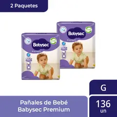 BABYSEC - 2 paquetes de Pañales de Bebé Premium 136 un G