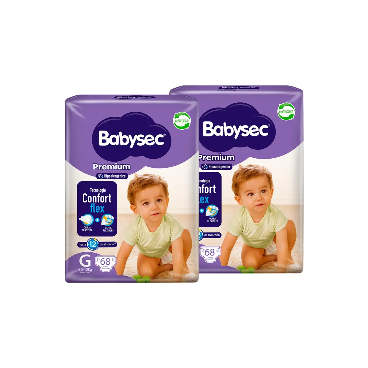 BABYSEC - 2 paquetes de Pañales de Bebé Babysec Premium 136 un G
