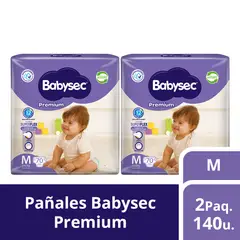 BABYSEC - 2 Paquetes Pañales Premium 140 un Talla M
