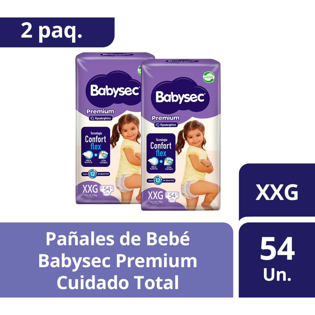 BABYSEC - 2 paquetes de Pañales de Bebé Babysec Premium 108 un XXG