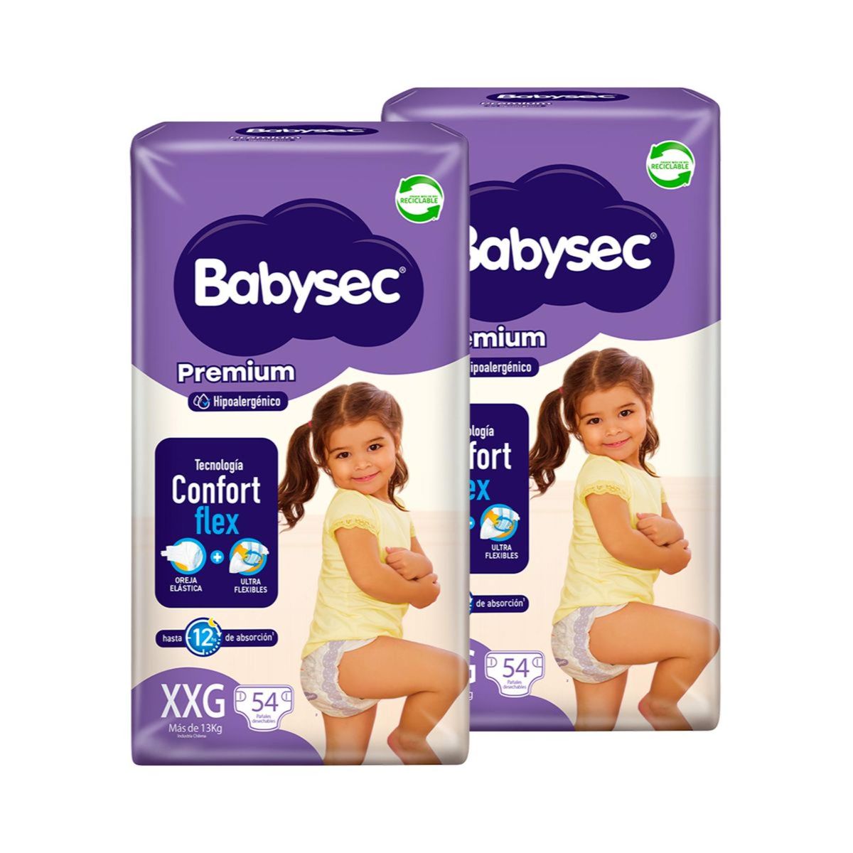 BABYSEC - 2 paquetes de Pañales de Bebé Babysec Premium 108 un XXG