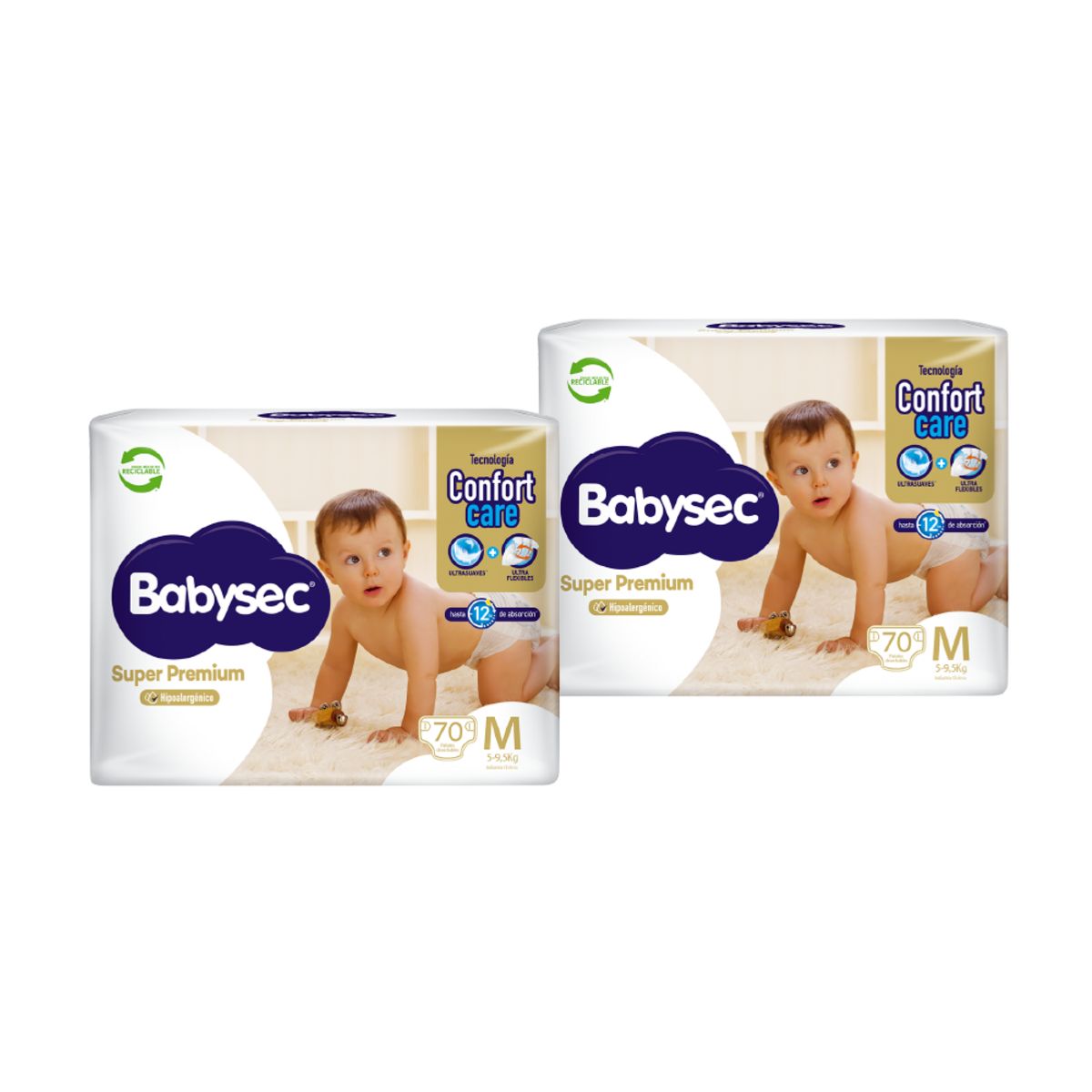 BABYSEC - 2 Paquetes Pañales Babysec Super Premium 140 un Talla M