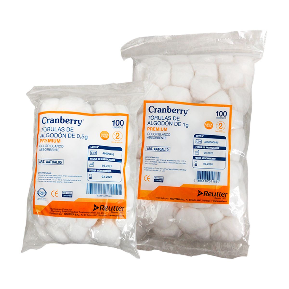 REUTTER - TORULAS DE ALGODON BOLSA 100 UNIDADES - Blanco