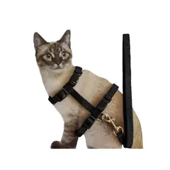 GENERICO - Arnés para gatos ajustable super resistente - Negro - dn