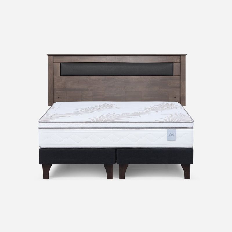 ROSEN - Cama Europea Neo Plus 2 Plazas 150x200 cm + Respaldo Ferrara