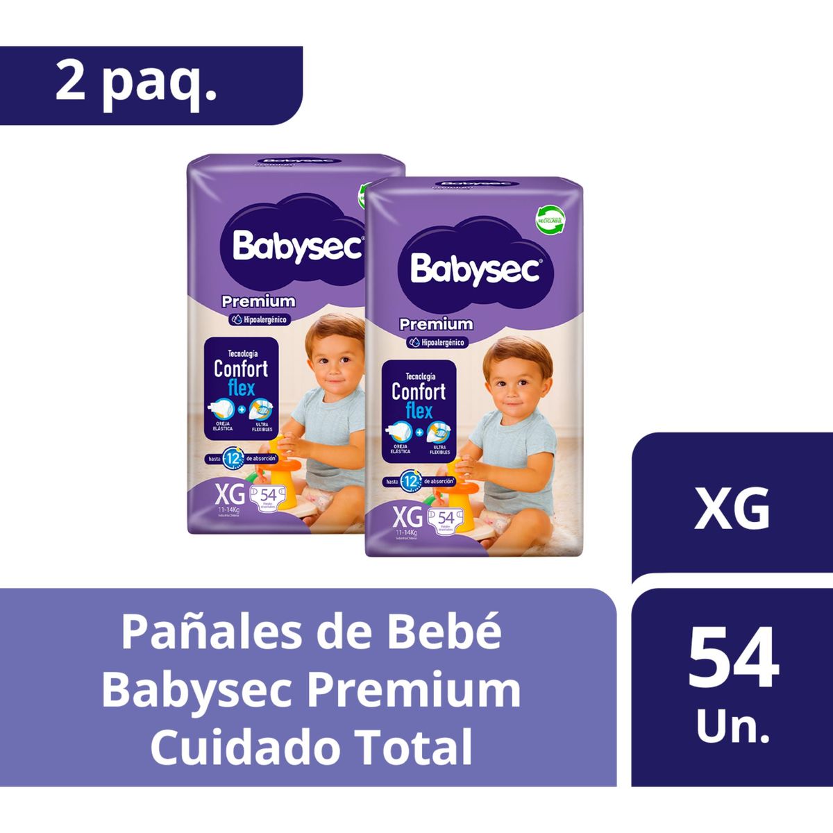 BABYSEC - 2 paquetes de Pañales de Bebé Babysec Premium 108 un XG