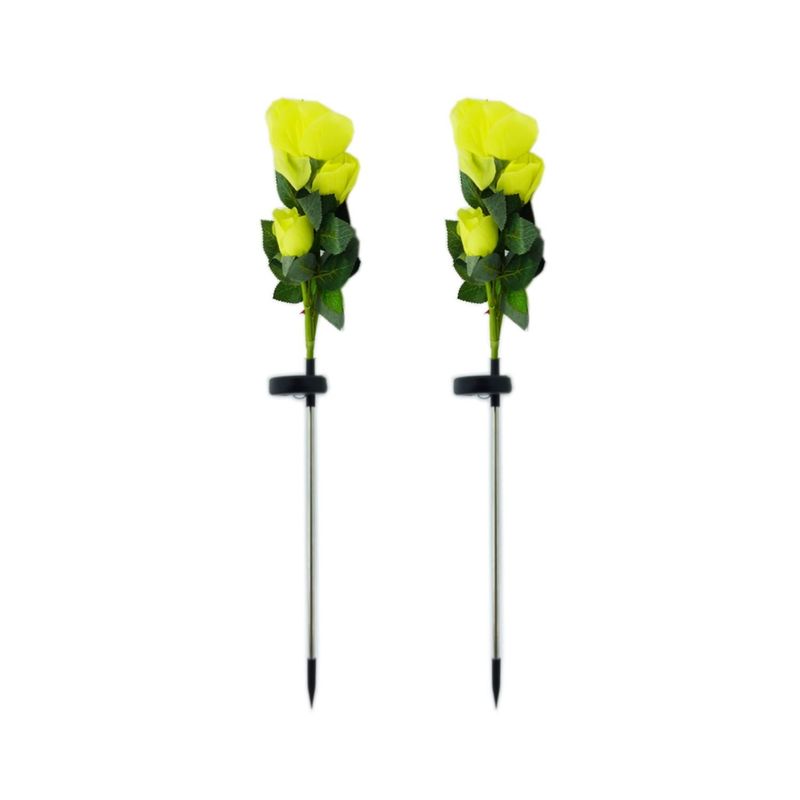 IMPORTCLICK - Set 2 Flor Foco Solar LED Rosa 80 CM Luz Blanca - Multicolor