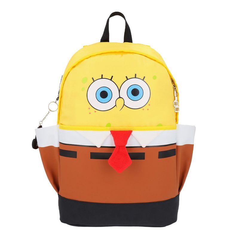 NICKELODEON - Mochila Bob Esponja Colegio Escolar Reforzada Corbata Niños