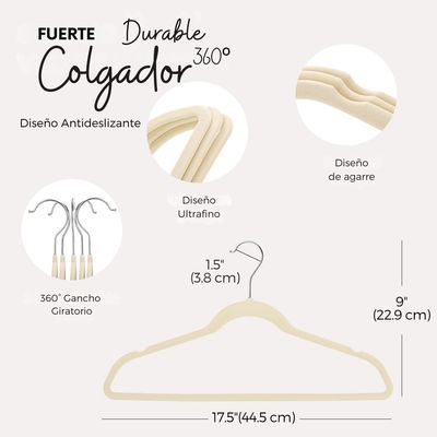 Imagen 2 del producto Set 50 Colgador Gancho Perchas Ropa Felpa Antideslizante