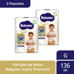 BABYSEC - 2 Paquetes de Pañales de Bebé Super Premium 136 un G