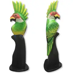 GENERICO - Figura Estatua De Pájaro Cacatúa De Madera Vintage