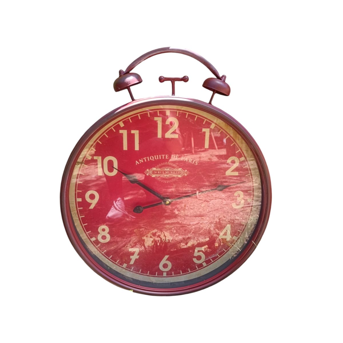GENERICO - RELOJ PARED METAL VINTAGE ROJO 40 CM